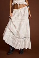 Nomad White Embroidered Maxi Skirt
