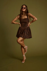 Chocolate Rouge Drop Waist Halter Mini Dress