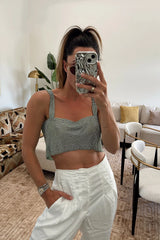 Marine Green Rhinestone Chainmail Tank