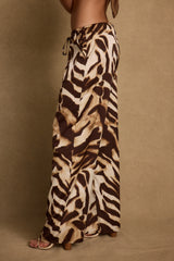 Clear Breeze Mocha Zebra Satin Pants