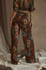 Kaia Multicolor Metallic Floral Pant
