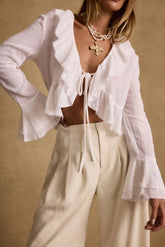 Guilliana White Ruffle Blouse