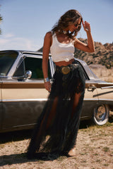 Rosalie Rock Black Tulle Maxi Skirt