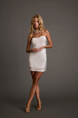 Celeste White and Silver Sequin Mini Dress