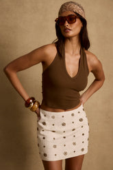Emily Mocha Halter Top
