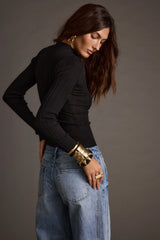 Klara Black Semi-Sheer Top
