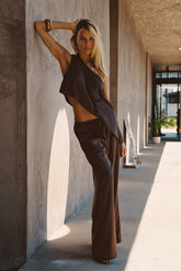 Estelle Espresso Satin Pant