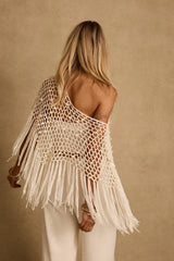 Rianne Ivory Sequin Crochet Shawl