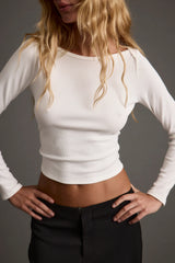 Matti White Boat Neck Top