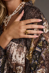 Standout Tigers Eye Cross Ring