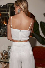 Soiree White Sequin Crop Top