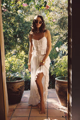 Dahlia White Satin Maxi Skirt
