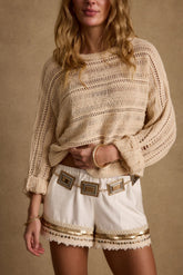 Marela Cream Crochet Sweater