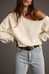 Margot Cream Asymmetrical Sweater