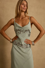 Amelie Blue Embellished Midi Dress