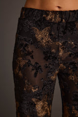 Blaise Black and Gold Mid Rise Flare Pants