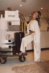 Clear Breeze Cream Satin Pants