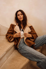 Avery Vintage Wash Sherling Coat