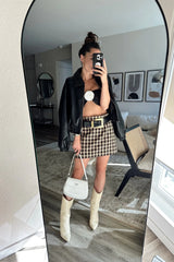 Normandie Brown Plaid Mini Skirt