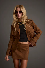 Kinsey Cognac Vegan Suede Cropped Trench