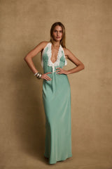 Fiorella Lace Satin Midi Dress