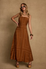 Sol Terracotta Abstract Maxi Dress