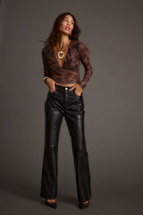 Janie Mocha Floral Mesh Top