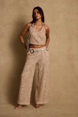 Clear Breeze Champagne Sequin Pants