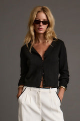Mindy Black Crew Neck Cardigan