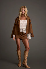 Kinsey Cognac Vegan Suede Cropped Trench