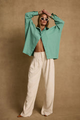 Vacanza Mint Button Up Top