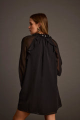 Alice Black Chiffon Mini Dress
