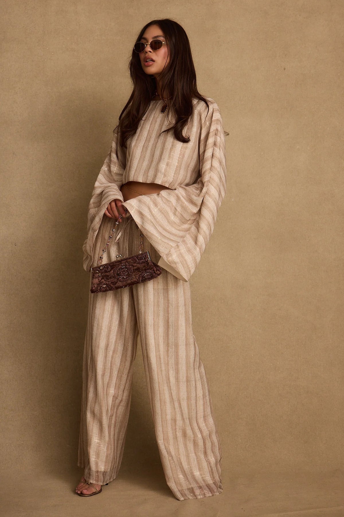Clear Breeze Striped Chiffon Pants