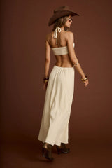 Bella Donna Cream Braided Maxi Dress