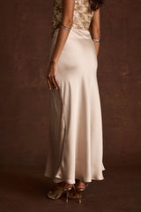 Dolce Champagne Satin Maxi Skirt