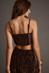 Rhea Espresso Velvet Crop Top