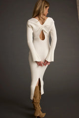 Gwyneth White Sweater Midi Dress