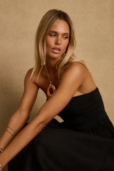 Blaire Strapless Drop Waist Midi Dress