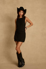 Brooke Black Linen Top