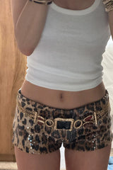 Panther Leopard Sequin Hot Shorts