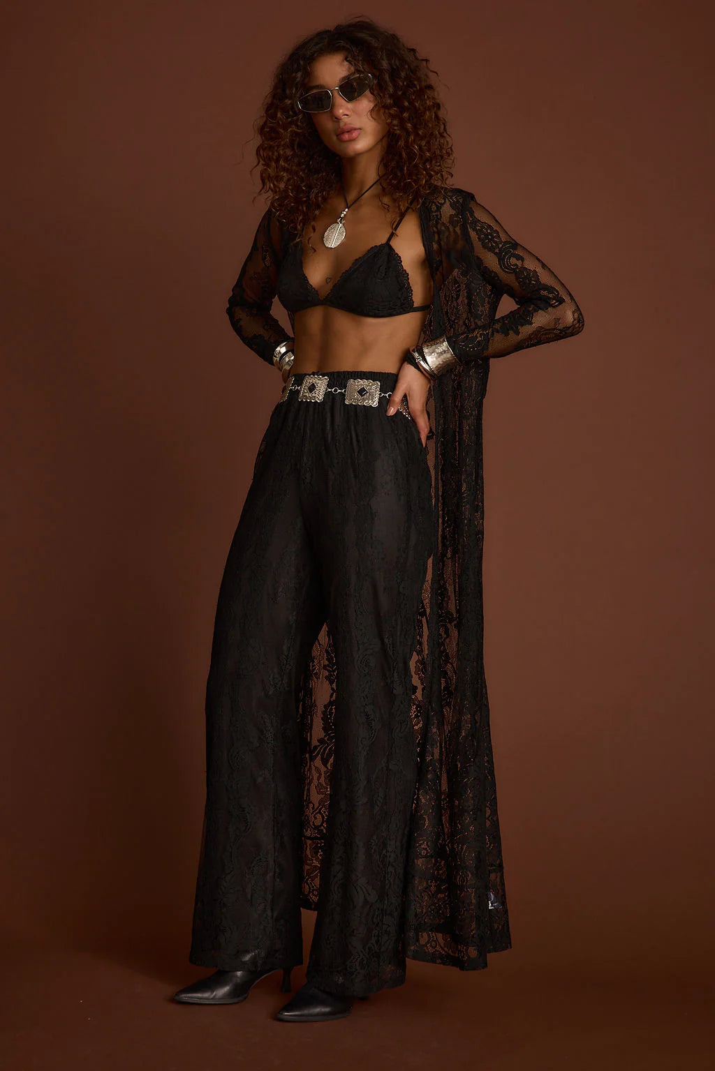 Ambrose Black Lace Kimono