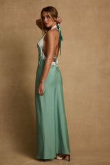 Fiorella Lace Satin Midi Dress