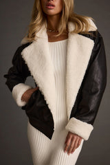 Starla Black Vegan Leather Sherpa Jacket