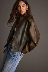 Bowery Color Block Moto Jacket