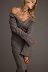 Gwyneth Grey Sweater Midi Dress