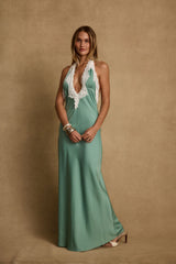 Fiorella Lace Satin Midi Dress