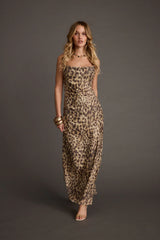 Wild Thing Leopard Print Mesh Maxi Dress