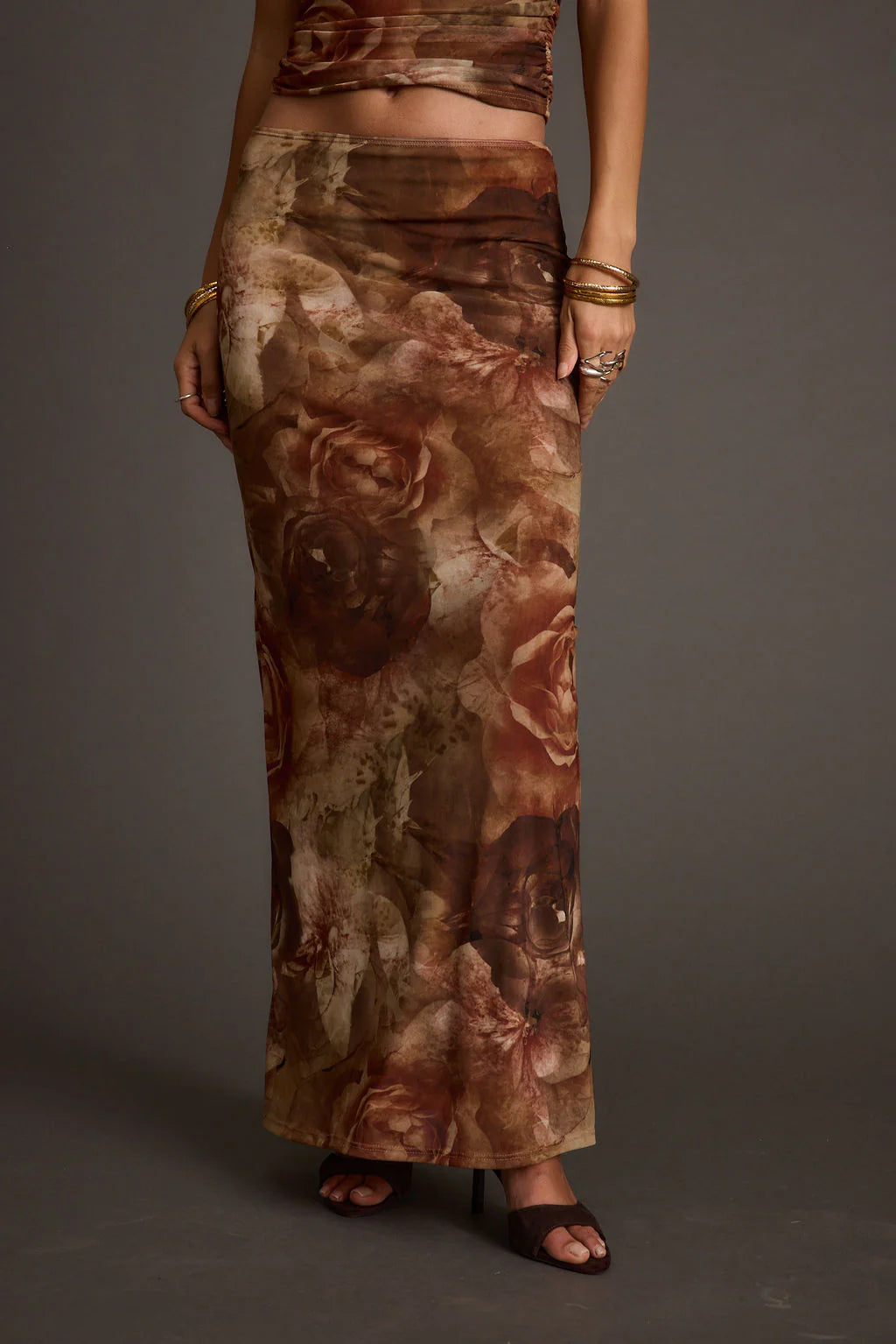 Julia Floral Mesh Maxi Skirt