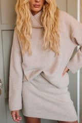 Cedar Oatmeal Sweater Mini Skirt