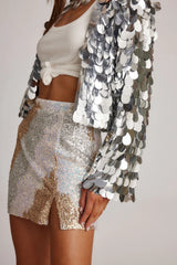 Genevieve Ivory Multi Sequin Mini Skirt